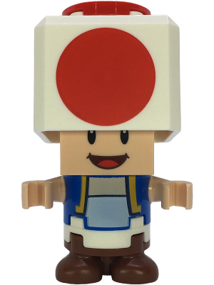 Toad - Happy, Open Mouth, Black Hinge Top Plate, Light Bluish Gray Hinge Brick and Tan 2 x 2 Plate