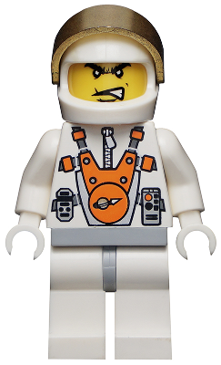Mars Mission Astronaut with Helmet and Angry Black Eyebrows and Messy Hair