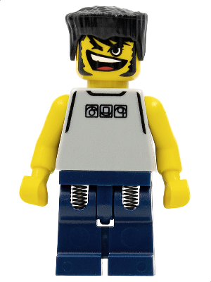 Basketball Street Player, Light Gray Torso and Dark Blue Legs, Black Flat Top Hair