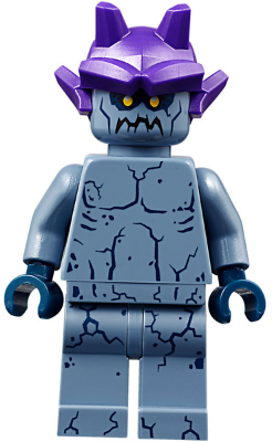 Stone Stomper - Small Dark Blue Cracks on Chest and Legs, Closed Mouth, Dark Purple Gargoyle Horns