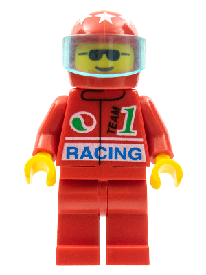 Octan - Racing, Red Legs, Red Helmet 7 White Stars, Trans-Light Blue Visor