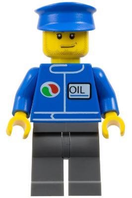 Octan - Blue Oil, Dark Bluish Gray Legs, Blue Hat, Smirk and Stubble Beard