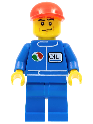 Octan - Blue Oil, Blue Legs, Red Short Bill Cap, Crooked Smile
