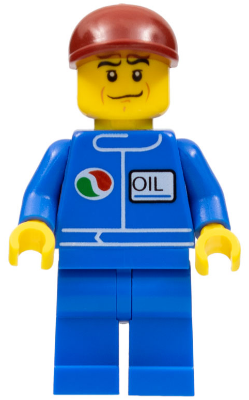 Octan - Blue Oil, Blue Legs, Dark Red Short Bill Cap, Crooked Smile