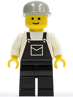 Overalls Black with Pocket, Black Legs, Light Gray Cap