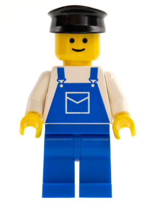 Overalls Blue with Pocket, Blue Legs, Black Hat
