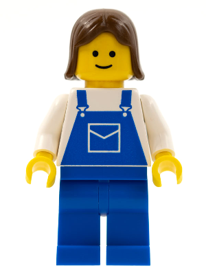 Overalls Blue with Pocket, Blue Legs, Brown Female Hair
