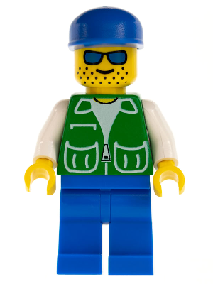 Jacket Green with 2 Large Pockets - Blue Legs, Blue Cap, Stubble