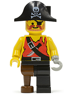 Pirate Shirt with Knife, Black Leg with Peg Leg, Black Pirate Hat with Skull