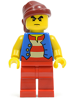 Pirate Blue Vest, Red Legs, Dark Red Bandana, Bushy Eyebrows