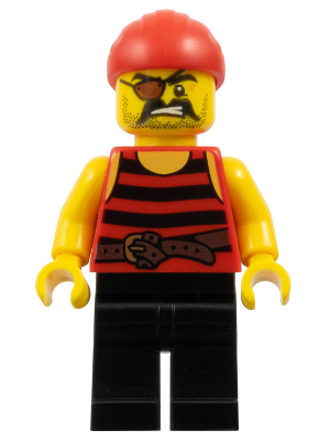 Pirate 1 - Black and Red Stripes, Black Legs, Eye Patch