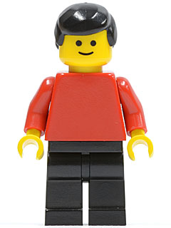 Plain Red Torso with Red Arms, Black Legs, Black Male Hair