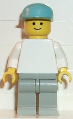 Plain White Torso with White Arms, Light Gray Legs, Maersk Blue Cap