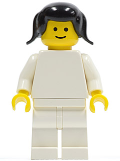 Plain White Torso with White Arms, White Legs, Black Pigtails Hair