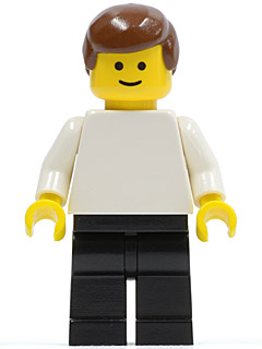 Plain White Torso with White Arms, Black Legs, Brown Male Hair
