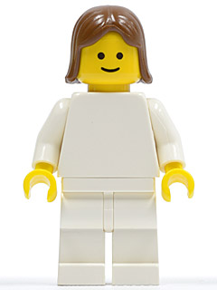 Plain White Torso with White Arms, White Legs, Brown Female Hair