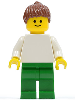 Plain White Torso with White Arms, Green Legs, Reddish Brown Ponytail Hair