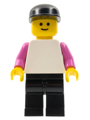 Plain White Torso with Dark Pink Arms, Black Legs, Black Cap