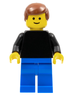 Plain Black Torso with Black Arms, Blue Legs, Reddish Brown Male Hair