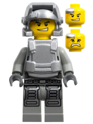 Power Miner - Engineer, Light Bluish Gray Outfit, Metallic Silver Armor and Helmet