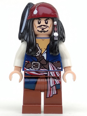 Captain Jack Sparrow - White Shirt, Dark Blue Plain Vest, Bandana