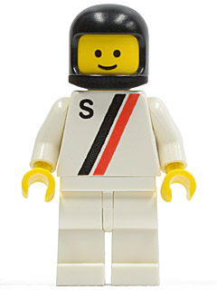 'S' - White with Red / Black Stripe, White Legs, Black Classic Helmet