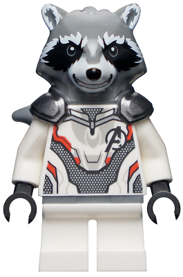 Rocket Raccoon - White Jumpsuit, Dark Bluish Gray Head