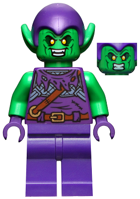 Green Goblin - Bright Green Skin, Dark Purple Outfit, Small Yellow Eyes, Plain Legs