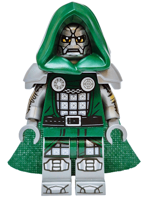Minifigurka LEGO® sh1158 Dr. Doom - Dark Green Hood and Cape, Flat Silver Printed Arms and Legs