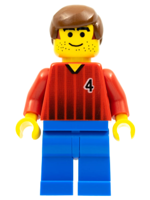 Soccer Player - Red and Blue Team with Number 4