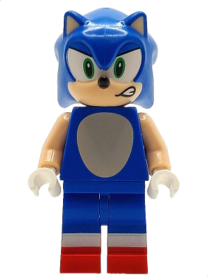 Sonic the Hedgehog - Light Nougat Face and Arms, Open Mouth Smirk to Left