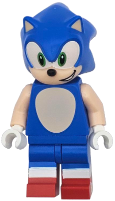 Sonic the Hedgehog - Light Nougat Face and Arms, Open Mouth Smile to Left