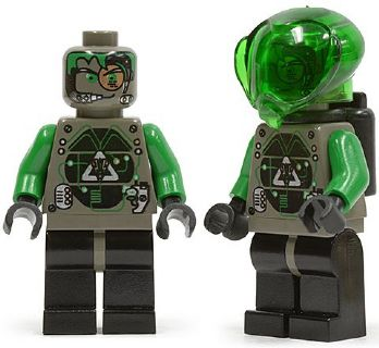 Insectoids Zotaxian Alien - Male, Gray and Green with Green Circuits and Silver Panels (Techno Leon)