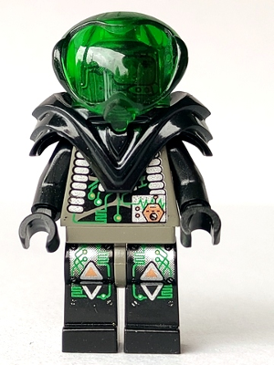 Insectoids Zotaxian Alien - Male, Gray and Black with Green Circuits and Silver Hoses, with Armor (Professor Webb / Locust)