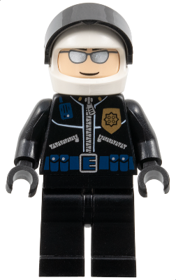 Police - Highway Patrolman, Black Shirt with Badge and Radio, Black Legs, White Helmet