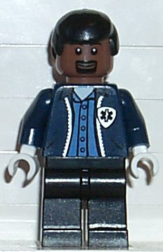 Ambulance Driver, Dark Blue Torso with EMT Star of Life Logo, Black Legs, Black Male Hair