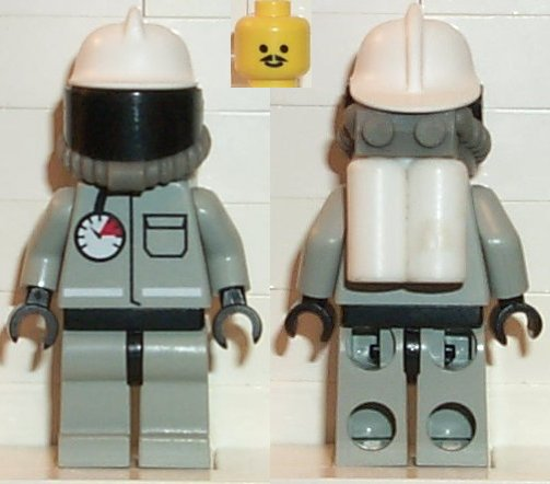 Fire - Air Gauge and Pocket, Light Gray Legs and Black Hips, White Fire Helmet, Breathing Hose, White Air Tanks