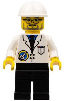 Space Port - Scientist, White Construction Helmet, Black Legs