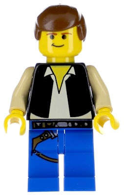 Han Solo - Yellow Head, Black Vest over Tan Shirt, Blue Legs with Belts