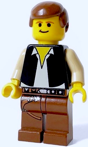 Han Solo - Yellow Head, Black Vest over Tan Shirt, Brown Legs with Belts