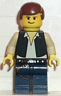 Han Solo - Yellow Head, Black Vest over Tan Shirt, Dark Blue Legs with Belts