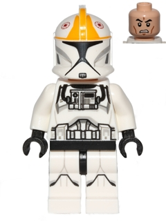 Clone Trooper Pilot (Phase 1) - Bright Light Orange Markings, Printed Legs, Scowl