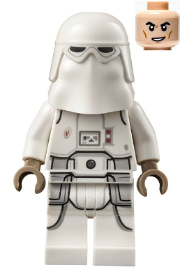 Snowtrooper, Printed Legs, Dark Tan Hands, Cheek Lines, Lopsided Grin