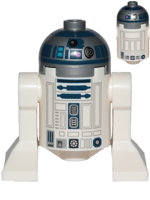 Astromech Droid, R2-D2 - Flat Silver Head, Dark Pink Dots, Large Receptor, Back Printing