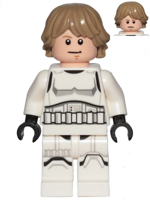 Luke Skywalker - Stormtrooper Outfit, Printed Legs, Dark Tan Hair, Smile / Stern