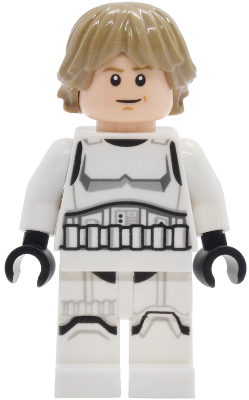 Luke Skywalker - Stormtrooper Outfit, Printed Legs, Dark Tan Hair, Smile with Crease / Frown
