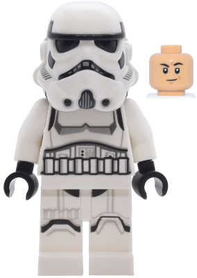 Imperial Stormtrooper - Male, Dual Molded Helmet with Light Bluish Gray Panels on Back, Shoulder Belts, Medium Tan Head