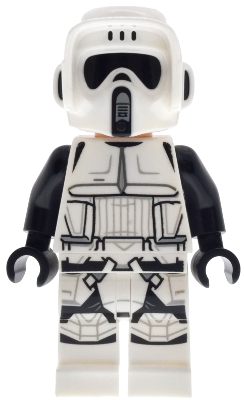 Imperial Scout Trooper - Male, Dual Molded Helmet, Belt with Small Dots on Back, Light Nougat Head, Dark Brown Eyebrows, Frown