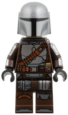 The Mandalorian / Din Djarin / 'Mando' - Silver Beskar Armor, Jetpack, Printed Head, Reddish Brown and Dark Silver Knee Pads