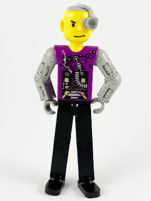 Technic Figure Cyber Person, Black Legs, Mechanical Arms, Yellow Head, Cyborg Eyepiece (4114402)
